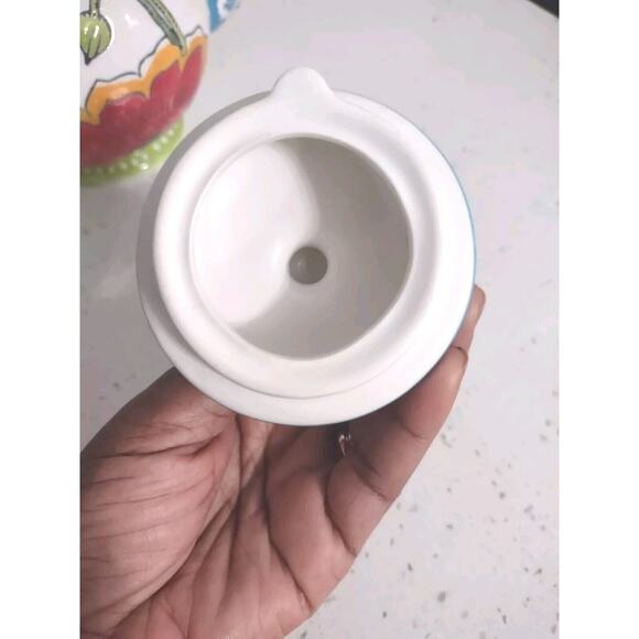 Vintage Dutch Wax Teapot Red Blue Floral Coastline Imports Ceramic - Picture 7 of 9